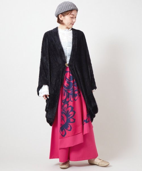 チャイハネ（チャイハネ）の「【チャイハネ】ファミアシャギーニットカーディガン（カーディガン/ボレロ・レディース・ベージュ/ブラック/グリーン/パープル・FREE）」の12枚目の写真