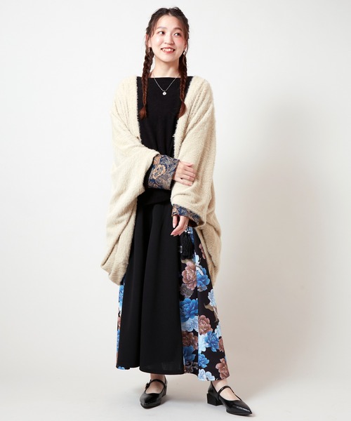 チャイハネ（チャイハネ）の「【チャイハネ】ファミアシャギーニットカーディガン（カーディガン/ボレロ・レディース・ベージュ/ブラック/グリーン/パープル・FREE）」の14枚目の写真