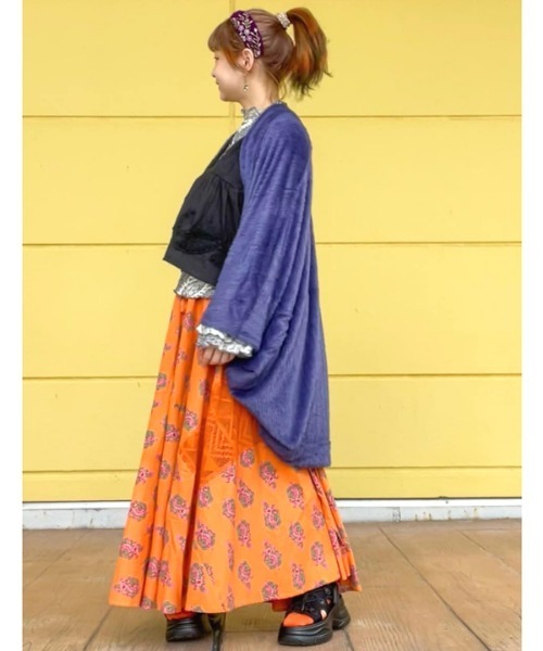 チャイハネ（チャイハネ）の「【チャイハネ】ファミアシャギーニットカーディガン（カーディガン/ボレロ・レディース・ベージュ/ブラック/グリーン/パープル・FREE）」の6枚目の写真