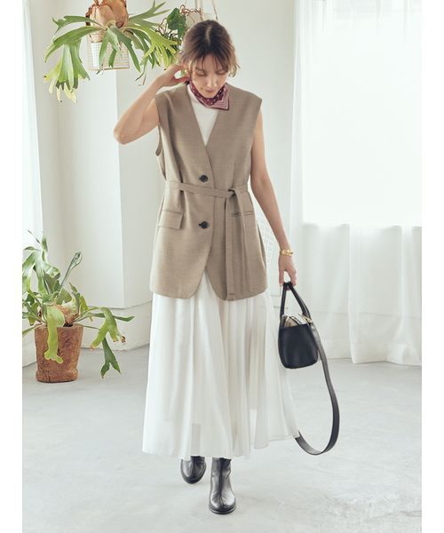mila owen共ベルト付きオーバーサイズノーカラーベスト 共ベルト付きオーバーサイズノーカラーベスト（その他アウター