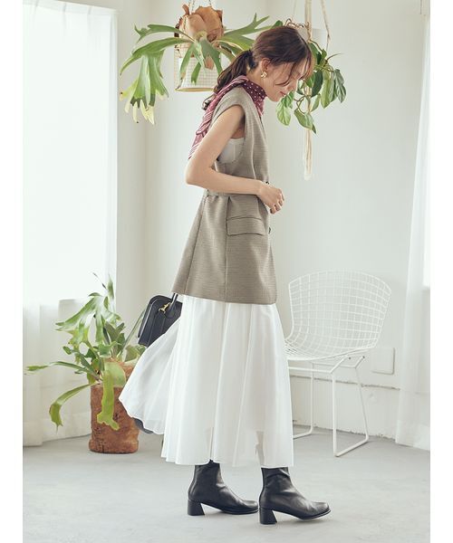 【新品・タグ付】mila Owen オーバーサイズノーカラーベスト 共ベルト付きオーバーサイズノーカラーベスト（その他アウター