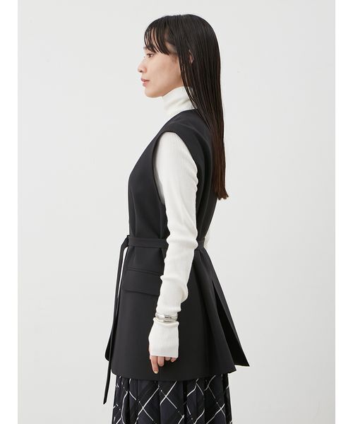 共ベルト付きオーバーサイズノーカラーベスト（その他アウター