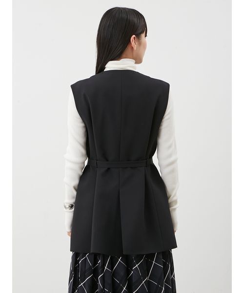 【新品・タグ付】mila Owen オーバーサイズノーカラーベスト 共ベルト付きオーバーサイズノーカラーベスト(ベスト)｜アウター