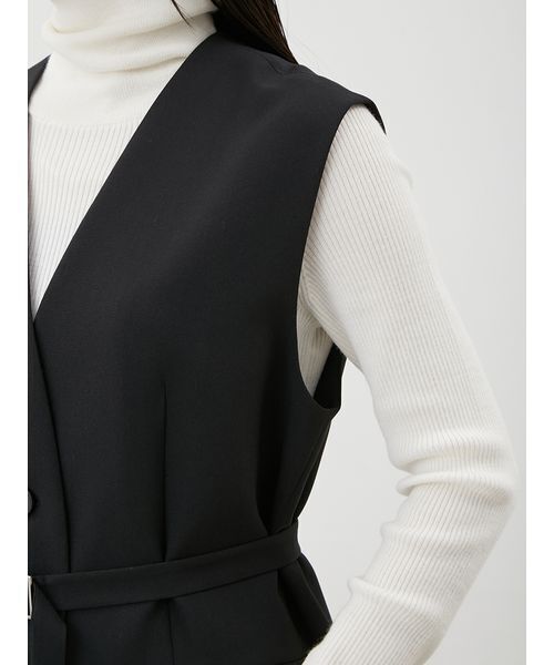 【新品未使用タグ付】Mila Owen共ベルト付きオーバーサイズノーカラーベスト 共ベルト付きオーバーサイズノーカラーベスト(ベスト)｜アウター