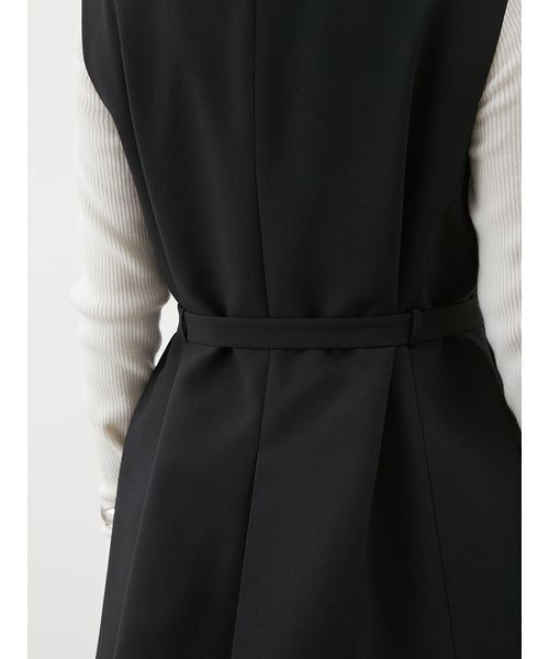 共ベルト付きオーバーサイズノーカラーベスト（その他アウター