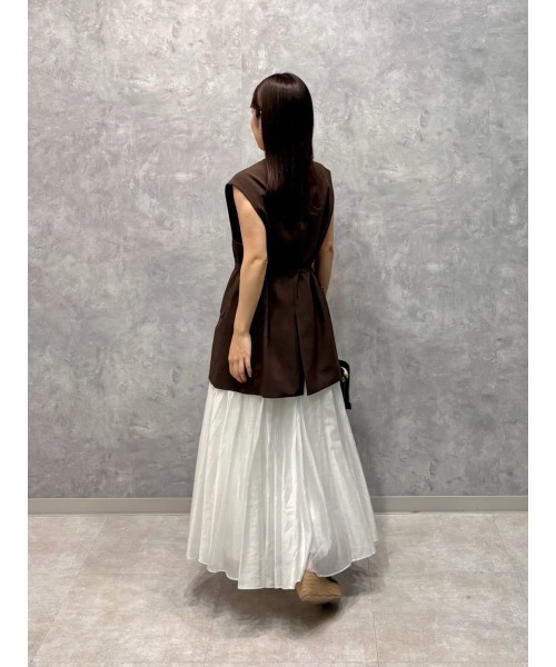 共ベルト付きオーバーサイズノーカラーベスト（その他アウター