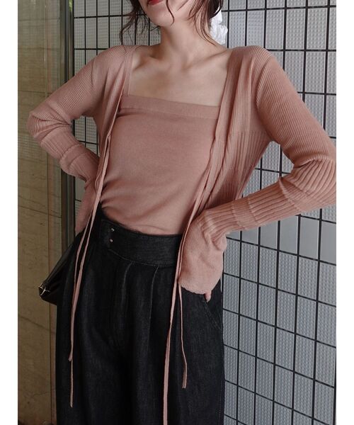 LAGUNAMOON(ラグナムーン)の「スパークラメリボンニットアンサンブル(アンサンブル・レディース・ライトグレー/レッド/ピンク・FREE)」の1枚目の写真