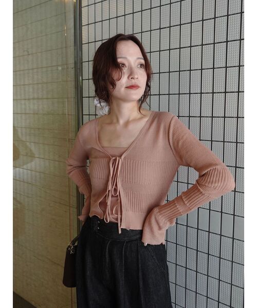 LAGUNAMOON(ラグナムーン)の「スパークラメリボンニットアンサンブル(アンサンブル・レディース・ライトグレー/レッド/ピンク・FREE)」の5枚目の写真