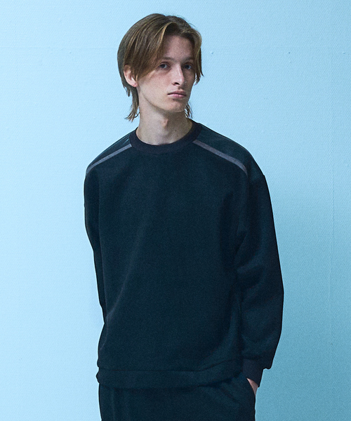5351 POUR LES HOMMES(ゴーサンゴーイチプールオム)の「【セットアップ対応】ストレッチ スウェード ジップ プルオーバー(スウェット・メンズ・ブラック/ライトグレー/ダークネイビー・44/46/48/50)」の1枚目の写真