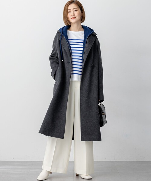 23区 L(ニジュウサンクオオキイサイズ)の「ピュアカシミヤ ジップアップ ニット パーカー(パーカー・レディース・ブルー系/ライトグレー系・44/46)」の8枚目の写真