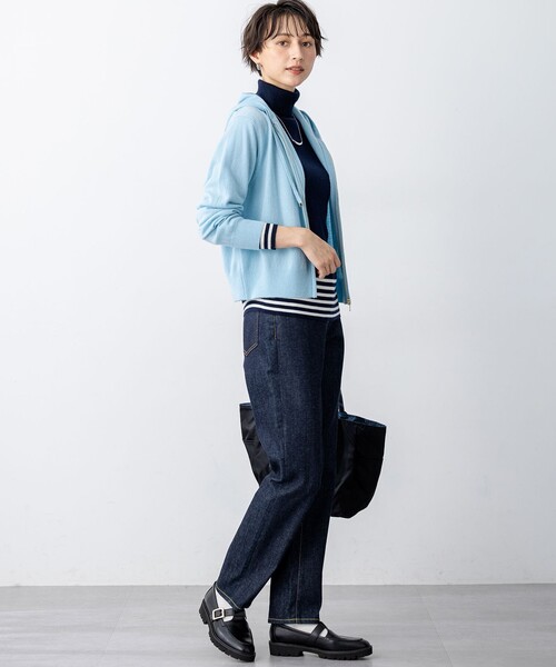 23区 L(ニジュウサンクオオキイサイズ)の「ピュアカシミヤ ジップアップ ニット パーカー(パーカー・レディース・ブルー系/ライトグレー系・44/46)」の15枚目の写真