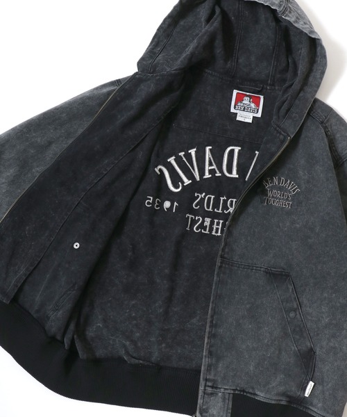 BEN DAVIS/ベンデイビス BLEACHED TWILL ZIP HOODIE/オーバーサイズ