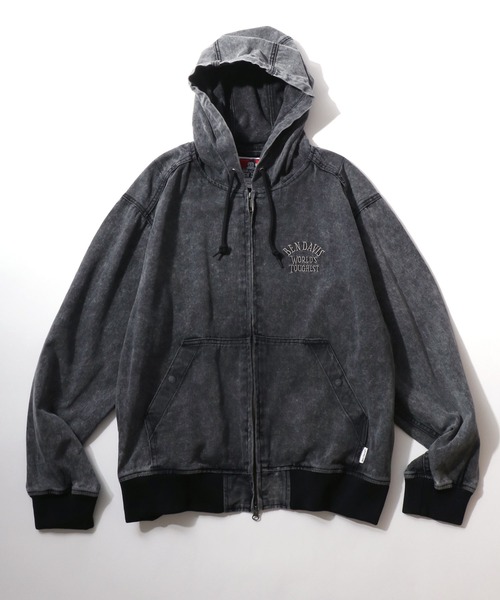 BEN DAVIS/ベンデイビス BLEACHED TWILL ZIP HOODIE/オーバーサイズ
