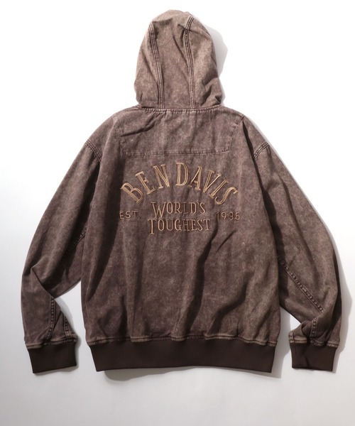 BEN DAVIS/ベンデイビス BLEACHED TWILL ZIP HOODIE/オーバーサイズ
