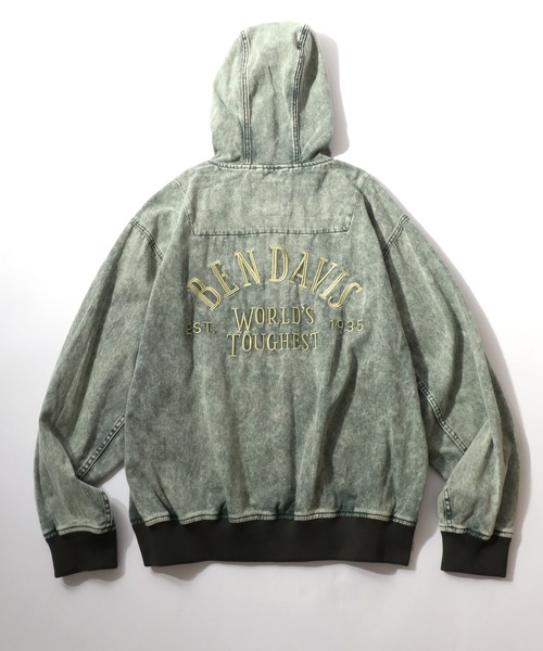 BEN DAVIS（ベンデイビス）の「BEN DAVIS/ベンデイビス BLEACHED TWILL ZIP HOODIE/オーバーサイズ ツイル ヴィンテージ加工 バックプリント刺繍 ジップアップパーカー/レディース メンズ（ブルゾン・メンズ・カーキ/ブラウン/チャコール・M/L/XL）」の21枚目の写真
