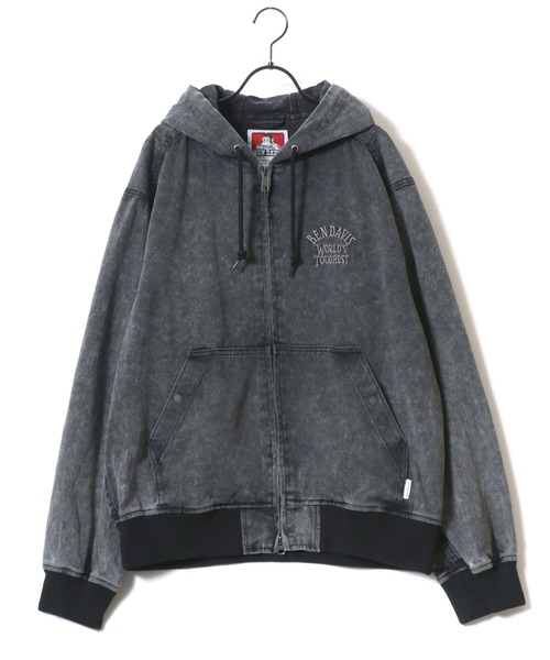 BEN DAVIS（ベンデイビス）の「BEN DAVIS/ベンデイビス BLEACHED TWILL ZIP HOODIE/オーバーサイズ ツイル ヴィンテージ加工 バックプリント刺繍 ジップアップパーカー/レディース メンズ（ブルゾン・メンズ・カーキ/ブラウン/チャコール・M/L/XL）」の10枚目の写真