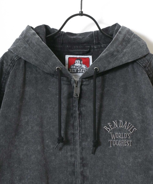 BEN DAVIS（ベンデイビス）の「BEN DAVIS/ベンデイビス BLEACHED TWILL ZIP HOODIE/オーバーサイズ ツイル ヴィンテージ加工 バックプリント刺繍 ジップアップパーカー/レディース メンズ（ブルゾン・メンズ・カーキ/ブラウン/チャコール・M/L/XL）」の22枚目の写真