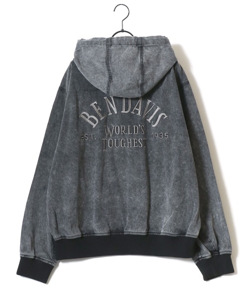 セール】BEN DAVIS/ベンデイビス BLEACHED TWILL ZIP HOODIE/オーバー