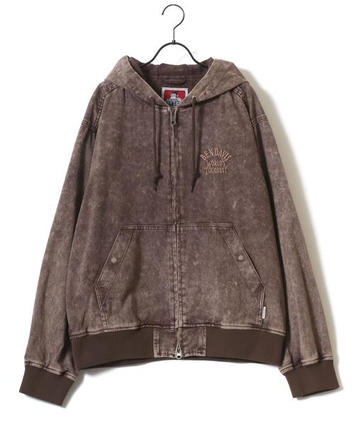 BEN DAVIS（ベンデイビス）の「BEN DAVIS/ベンデイビス BLEACHED TWILL ZIP HOODIE/オーバーサイズ ツイル ヴィンテージ加工 バックプリント刺繍 ジップアップパーカー/レディース メンズ（ブルゾン・メンズ・カーキ/ブラウン/チャコール・M/L/XL）」の12枚目の写真