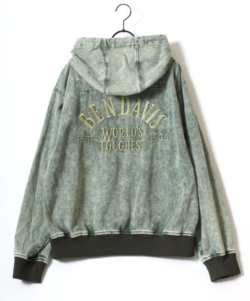 BEN DAVIS（ベンデイビス）の「BEN DAVIS/ベンデイビス BLEACHED TWILL ZIP HOODIE/オーバーサイズ ツイル ヴィンテージ加工 バックプリント刺繍 ジップアップパーカー/レディース メンズ（ブルゾン・メンズ・カーキ/ブラウン/チャコール・M/L/XL）」の15枚目の写真