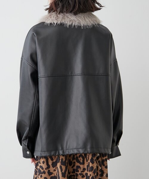 Remind me and forever（リマインドミーアンドフォーエバー）の「【選べる2丈！】ファーティペット付合皮ブルゾン（ライダースジャケット・レディース・ブラウン/ブラック・MEDIUM/LARGE）」の19枚目の写真