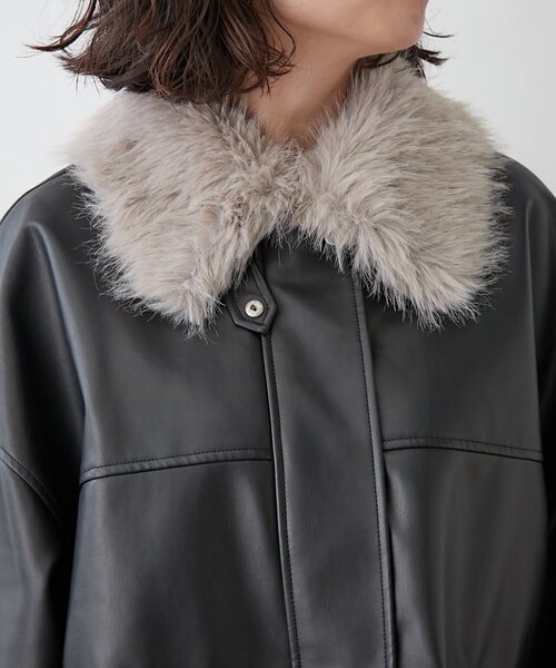 Remind me and forever（リマインドミーアンドフォーエバー）の「【選べる2丈！】ファーティペット付合皮ブルゾン（ライダースジャケット・レディース・ブラウン/ブラック・MEDIUM/LARGE）」の20枚目の写真
