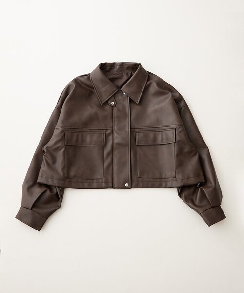 Remind me and forever（リマインドミーアンドフォーエバー）の「【選べる2丈！】ファーティペット付合皮ブルゾン（ライダースジャケット・レディース・ブラウン/ブラック・MEDIUM/LARGE）」の14枚目の写真