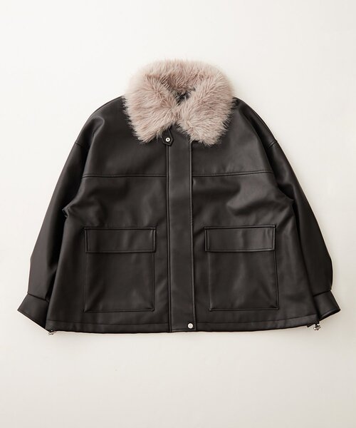 Remind me and forever（リマインドミーアンドフォーエバー）の「【選べる2丈！】ファーティペット付合皮ブルゾン（ライダースジャケット・レディース・ブラウン/ブラック・MEDIUM/LARGE）」の17枚目の写真
