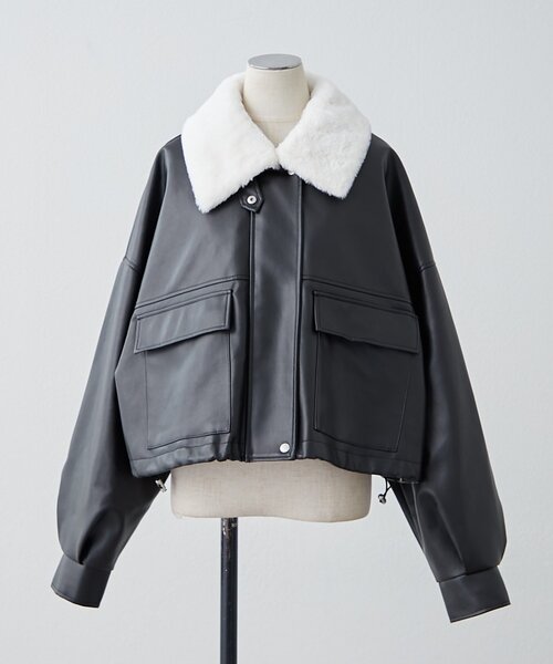 Remind me and forever（リマインドミーアンドフォーエバー）の「【選べる2丈！】ファーティペット付合皮ブルゾン（ライダースジャケット・レディース・ブラウン/ブラック・MEDIUM/LARGE）」の10枚目の写真