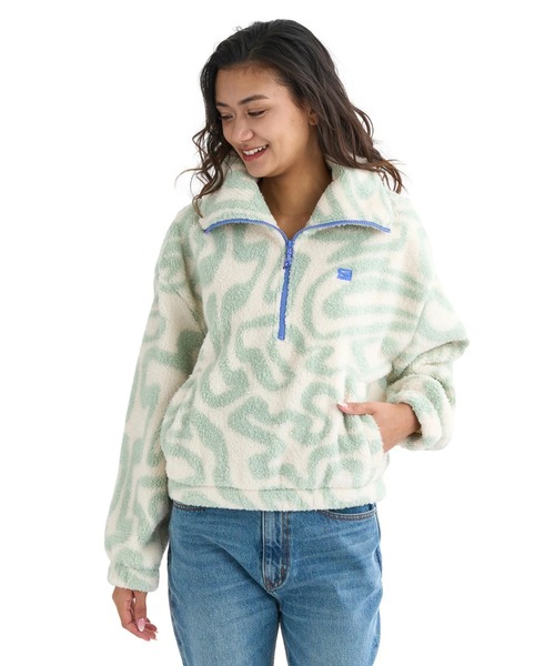 BILLABONG(ビラボン)の「BILLABONG レディース 24B483504-BARRA HALF ZIP FLC スウェットジャケット 【2025年秋冬モデル】/ビラボン総柄ハーフジップフリーストップス(その他アウター・レディース・ミント/ピンク系その他・MEDIUM)」の1枚目の写真