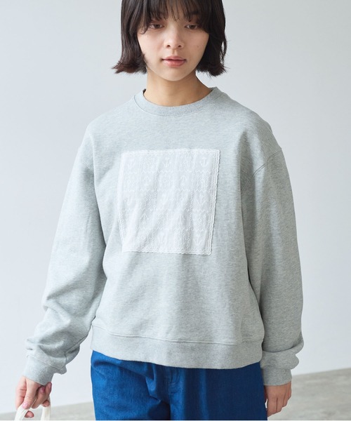 bulle de savon（ビュルデサボン）の「△クロスステッチレース スウェット（スウェット・レディース・グレー/ネイビー・FREE）」の8枚目の写真