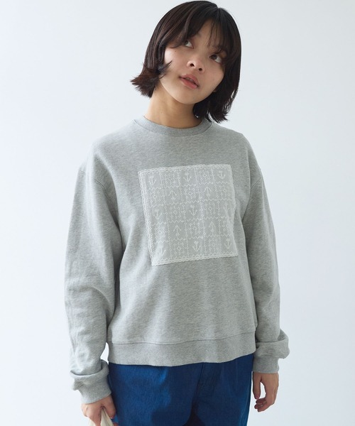 bulle de savon（ビュルデサボン）の「△クロスステッチレース スウェット（スウェット・レディース・グレー/ネイビー・FREE）」の12枚目の写真