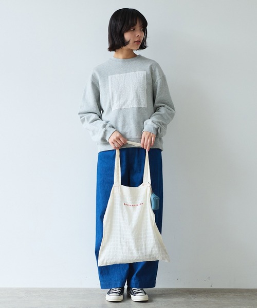 bulle de savon（ビュルデサボン）の「△クロスステッチレース スウェット（スウェット・レディース・グレー/ネイビー・FREE）」の14枚目の写真