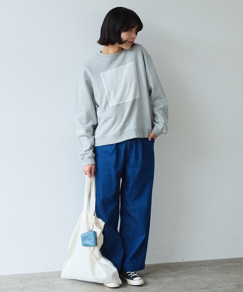 bulle de savon（ビュルデサボン）の「△クロスステッチレース スウェット（スウェット・レディース・グレー/ネイビー・FREE）」の16枚目の写真