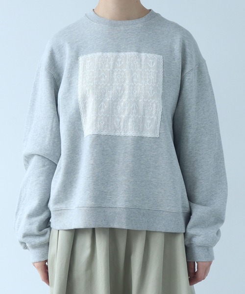 bulle de savon（ビュルデサボン）の「△クロスステッチレース スウェット（スウェット・レディース・グレー/ネイビー・FREE）」の20枚目の写真