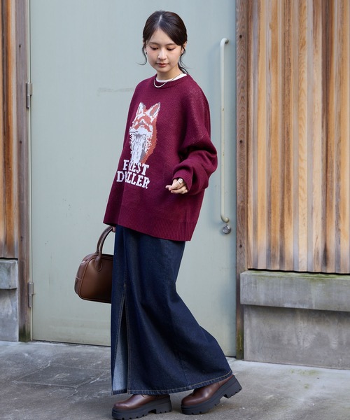 【新品未使用】マリキータ 黒華やかなジャガード生地＆美しいシルエット レトロジャガードアソートロゴグラフィックスウェットライクオーバー