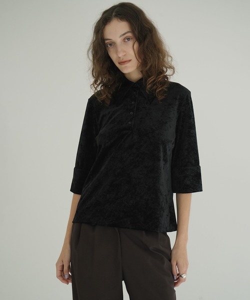 CLANE CRUSHED VELOUR POLO TOPS 2色 CLANE(クラネ) CRUSHED VELOUR POLO TOPS - COLDBECK ONLINE