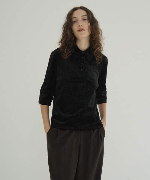 CRUSHED VELOUR POLO TOPS（ポロシャツ）｜CLANE（クラネ）の