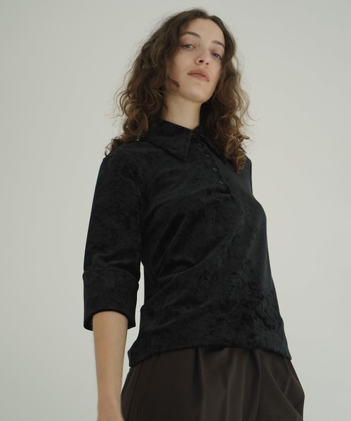 CRUSHED VELOUR POLO TOPS（ポロシャツ）｜CLANE（クラネ）の