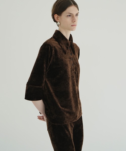 トップス CRUSHED VELOUR POLO TOPS CRUSHED VELOUR POLO TOPS（ポロシャツ）｜CLANE（クラネ）の