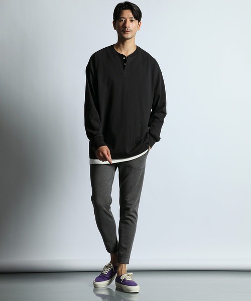 8オンス ヘビーウェイト オーバーサイズ ヘンリーネック ロンT（T