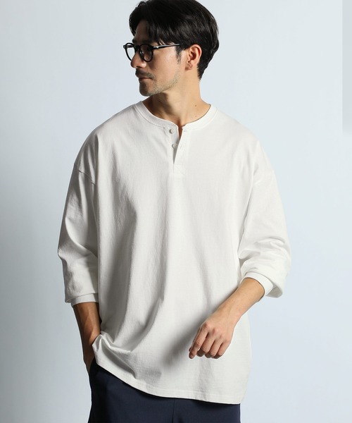 8オンス ヘビーウェイト オーバーサイズ ヘンリーネック ロンT（T