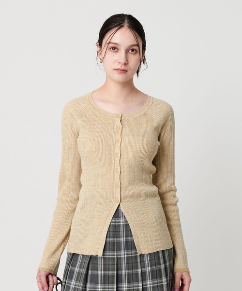 BEAUTY&YOUTH UNITED ARROWS（ビューティーアンドユースユナイテッドアローズ）の「ポリエステルブレンド メランジリブ カーディガン ウォッシャブル（カーディガン/ボレロ・レディース・ダークグレー/ダークブラウン/ベージュ・FREE）」の3枚目の写真