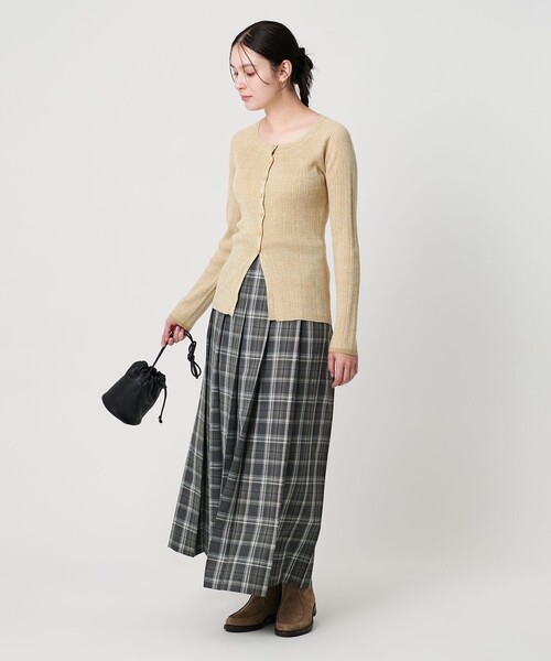 BEAUTY&YOUTH UNITED ARROWS（ビューティーアンドユースユナイテッドアローズ）の「ポリエステルブレンド メランジリブ カーディガン ウォッシャブル（カーディガン/ボレロ・レディース・ダークグレー/ダークブラウン/ベージュ・FREE）」の6枚目の写真