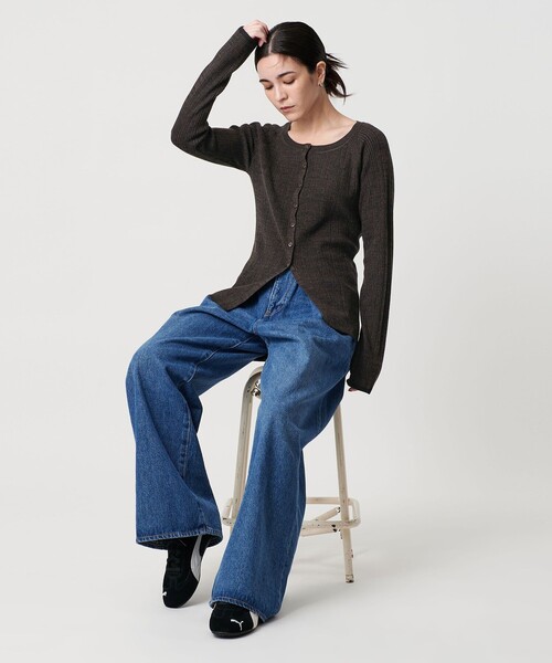 BEAUTY&YOUTH UNITED ARROWS（ビューティーアンドユースユナイテッドアローズ）の「ポリエステルブレンド メランジリブ カーディガン ウォッシャブル（カーディガン/ボレロ・レディース・ダークグレー/ダークブラウン/ベージュ・FREE）」の20枚目の写真