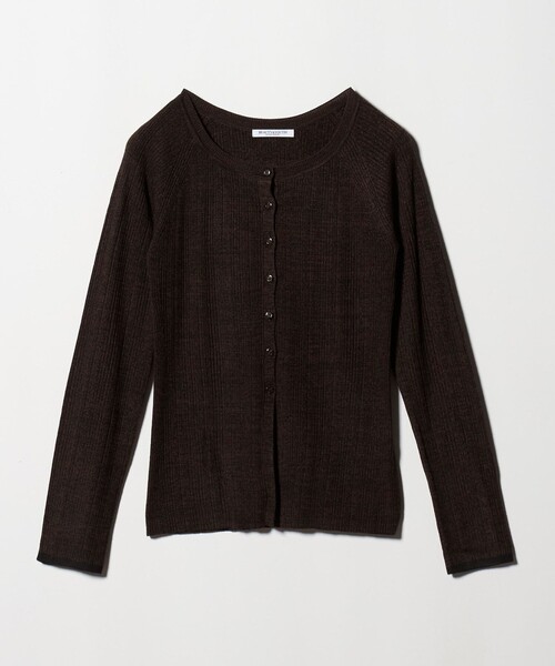 BEAUTY&YOUTH UNITED ARROWS（ビューティーアンドユースユナイテッドアローズ）の「ポリエステルブレンド メランジリブ カーディガン ウォッシャブル（カーディガン/ボレロ・レディース・ダークグレー/ダークブラウン/ベージュ・FREE）」の5枚目の写真