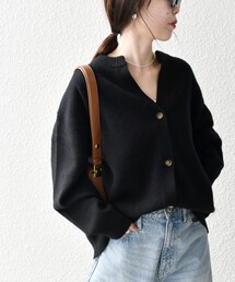 SHIPS any:〈手洗い可能〉AQUA カシミヤ ミックス スキッパー カーディガン