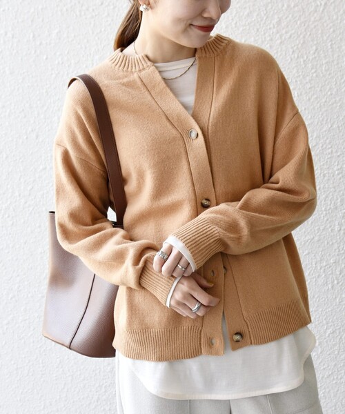 SHIPS any:〈手洗い可能〉AQUA カシミヤ ミックス スキッパー