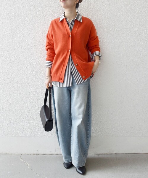 SHIPS any:〈手洗い可能〉AQUA カシミヤ ミックス スキッパー