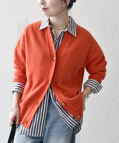 SHIPS any:〈手洗い可能〉AQUA カシミヤ ミックス スキッパー